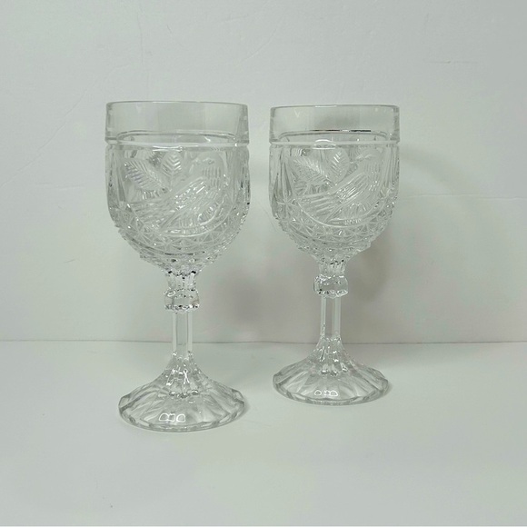 VINTAGE HOFBAUER Set of 2 Large goblets Byrdes collection 24% lead crystal - Picture 10 of 15